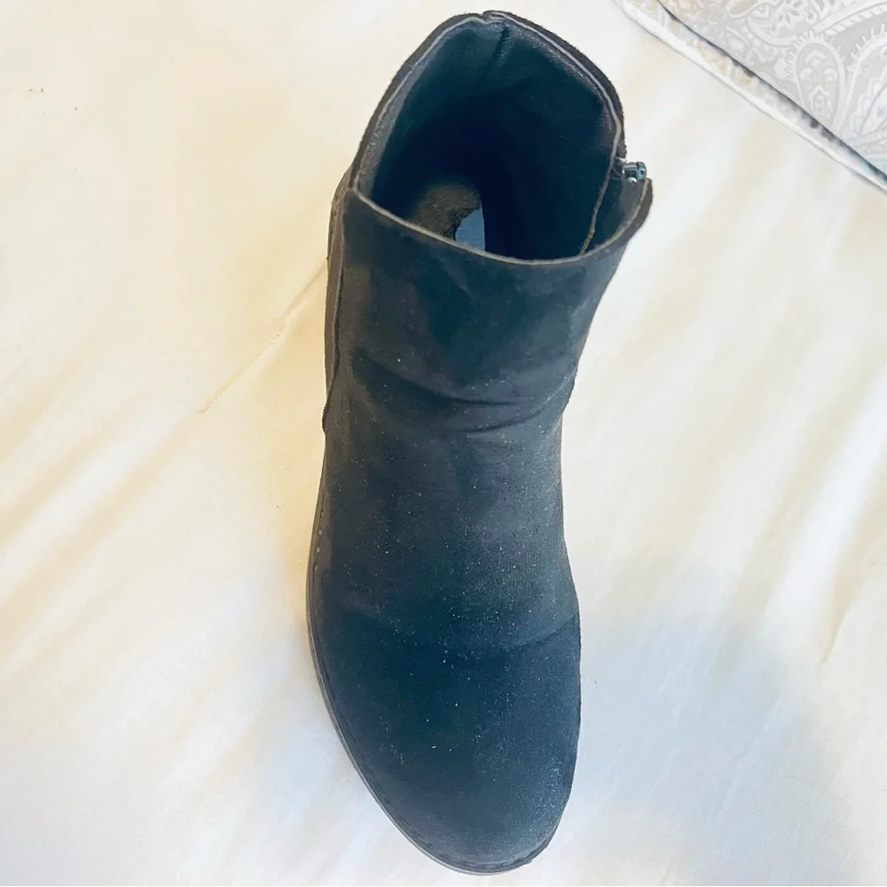 Women’s Black Suede Ankle Bootie - Classic Comfort